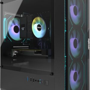 Gaming PC, i7 CPU Up to 4.2 GHz, GTX 1660 Super 6GB DDR6 Graphics Card, 512GB SSD, 16GB RAM, ARGB Fansx4 for Desktop PC, WiFi 6 BT 5.3, Win11 (i7/16G/GTX1660S 6GB)