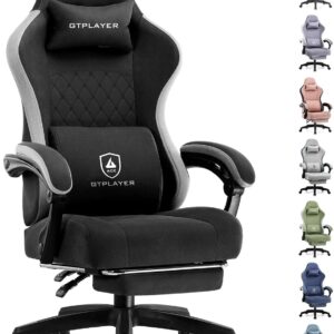GTPLAYER Gaming Chair, Computer Office Chair with Pocket Spring Cushion, Linkage Armrests and Footrest, High Back Ergonomic Computer Chair with Lumbar Support Task Chair with Footrest(Black)